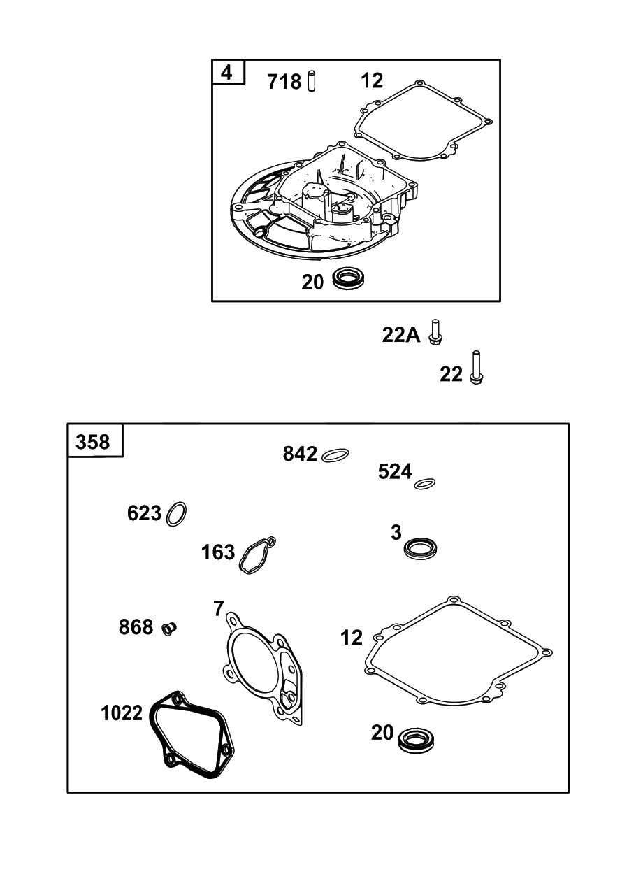 Crankcase Cover/Sump Group Diagram and Parts List for 9P702-0061-H5  Briggs and Stratton Engine